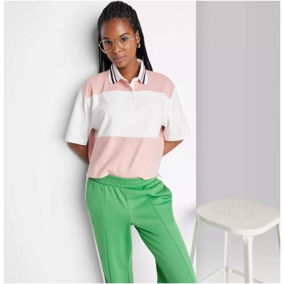 Wild Fable Women's Short Sleeve Rugby Shirt Pink Size Small - Picture 1 of 6